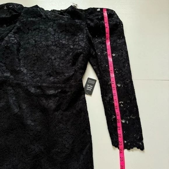Express lace puff sleeve long sleeve black NWT dress black size medium - Picture 7 of 11